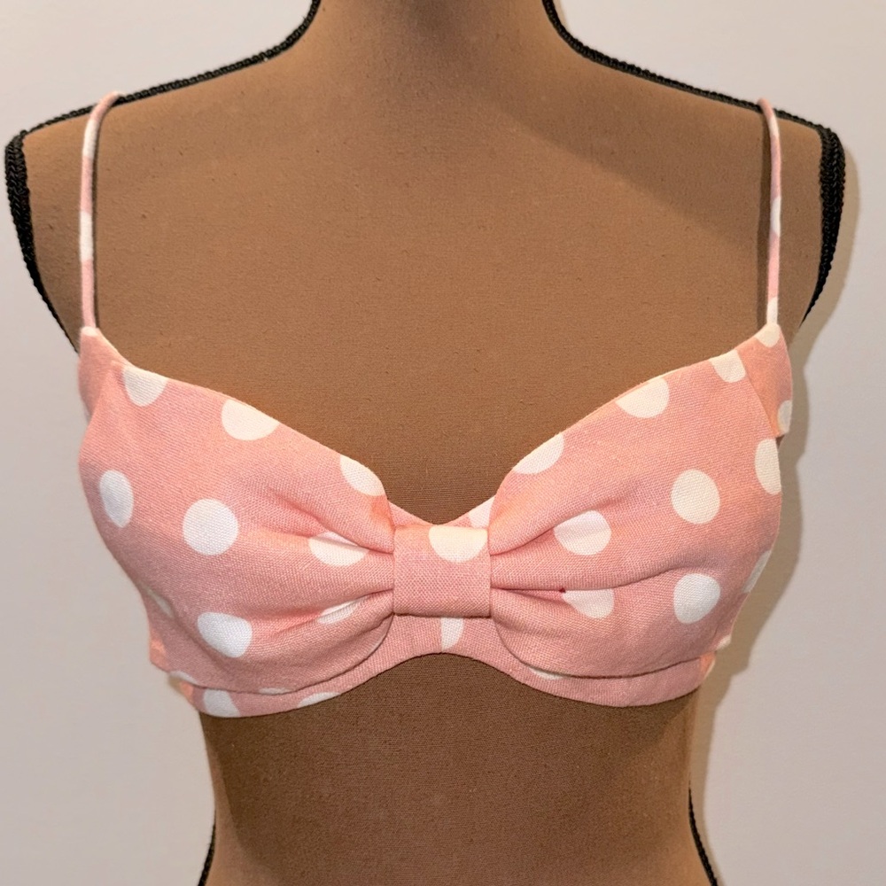 Zimmerman Pink Polka Dot Bustier Crop Top
